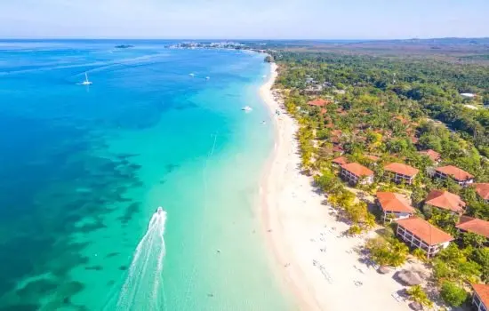 Aerial view of Seven Mile Beach in Negril